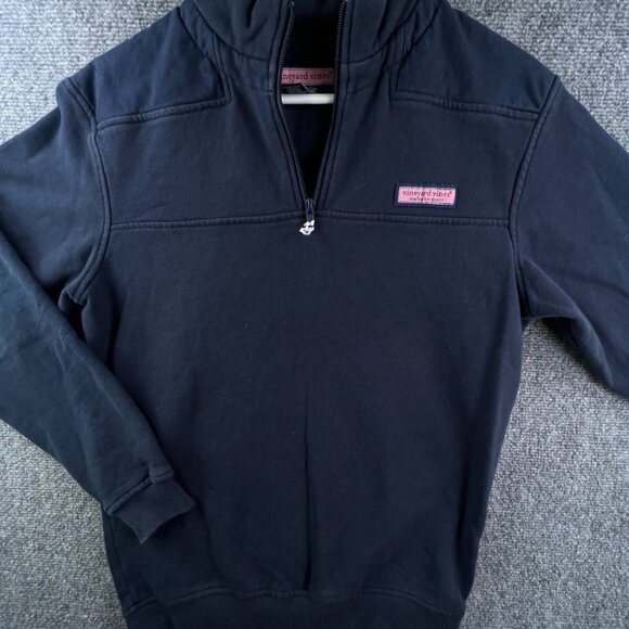 Vineyard Vines 1/4 Zip Jacket Sweatshirt XS Cotton Navy Blue Pink Fox Logo - Picture 1 of 11